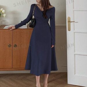 V-Neck Long Sleeve Dress